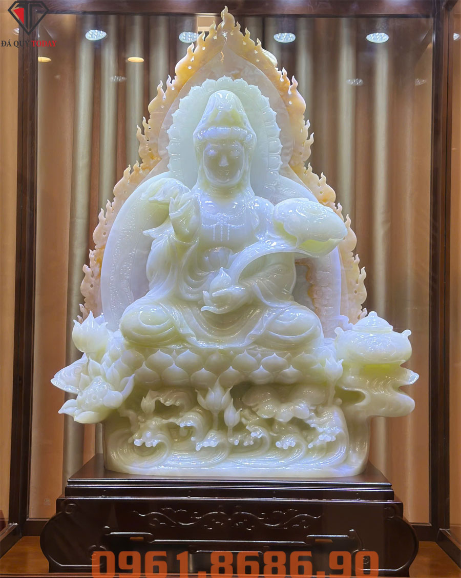 Tượng phật ngọc quan âm bằng ngọc onyx